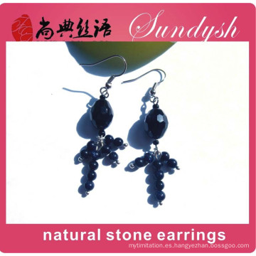 Wholesale Natural Agate Earrings Black Stone Beaded Earrings